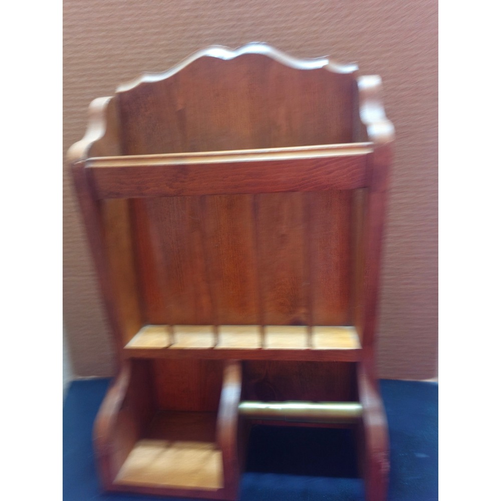 Vintage Style Wood Wall Mount Magazine Rack Toilet Paper Holder Storage Shelf